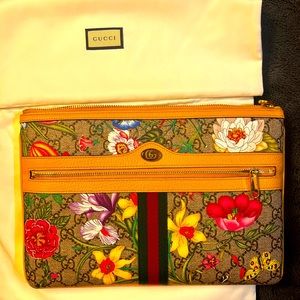 Ophidia Floral GG Supreme Large Clutch Bag